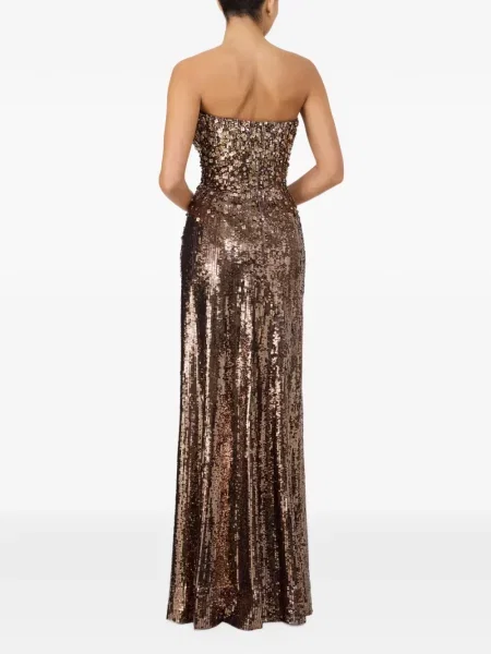 Sukienka maxi Jenny Packham brązowa