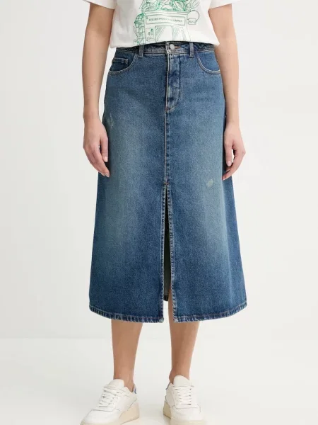 A.P.C. fusta jeans jupe georgia midi evazati albastru