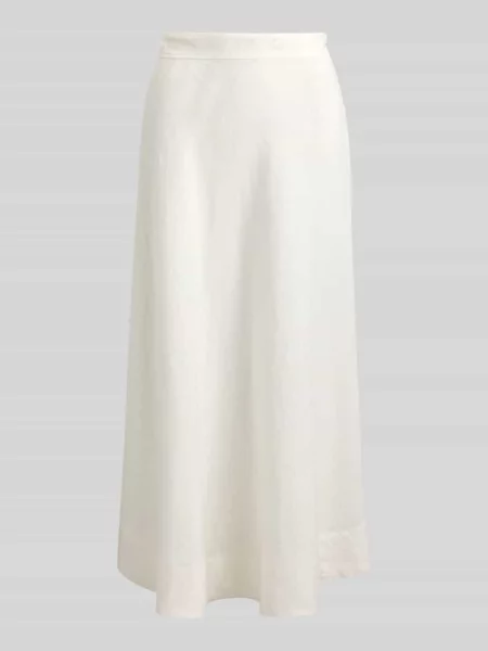 Spódnica midi z czystego lnu w linii a Lauren Ralph Lauren biała
