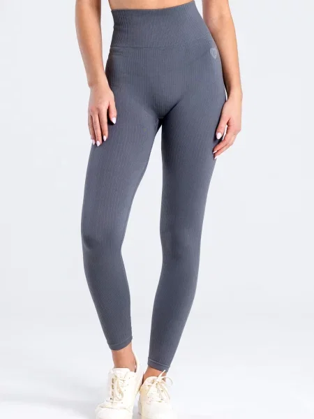 Legginsy bezszwowe prążkowane Sunset szare