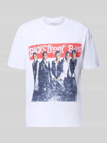T-shirt z czystej bawełny o kroju regular fit Model Backstreet Boys' Mister Tee biała
