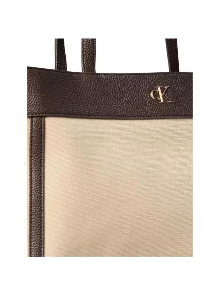 Calvin Klein Kabelka Ck Canvas Medium Tote Béžová zelená