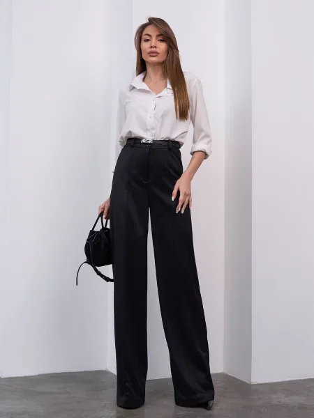 Штани повсякденні ISSA Plus штучна замша чорний