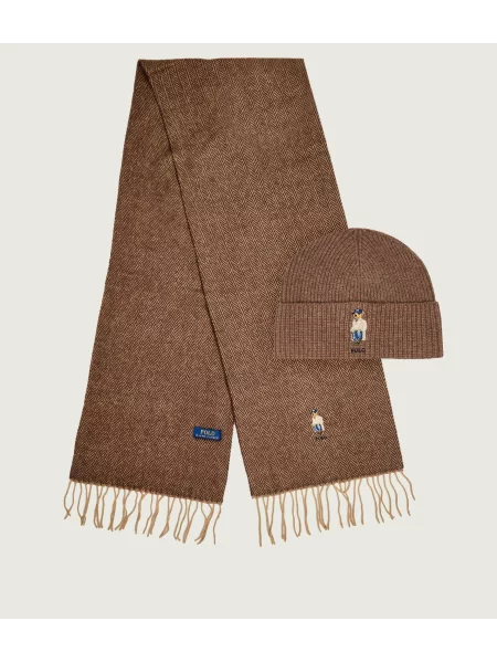 Polo Ralph Lauren Set Fular și Căciulă maro