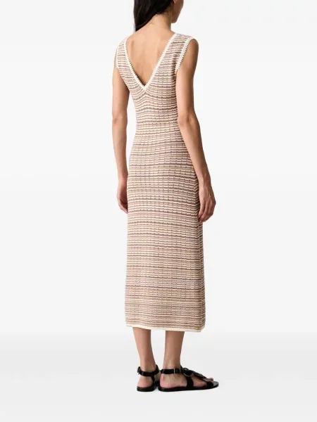 Rochie midi Morgan cu dungi cu decolteu în V