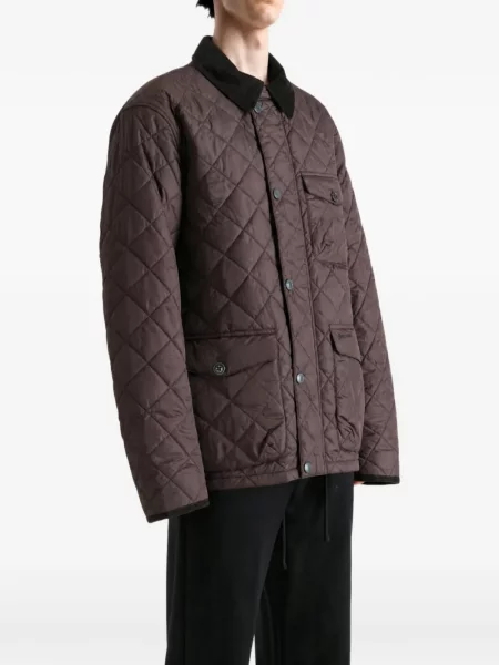 Με κολάρο καπιτονέ μπουφάν Barbour κοτλέ καφέ