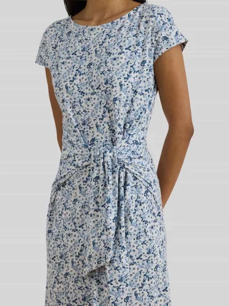 Sukienka z mieszanka bawełny z wiązanym detalem Lauren Ralph Lauren