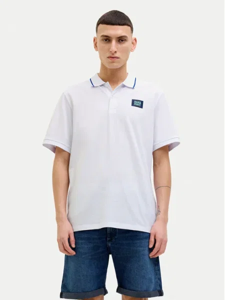 Jack&Jones Тениска с яка и Hudson бял