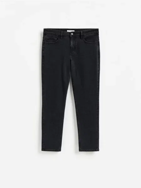 Reserved Blugi slim cu efect prespălat negru