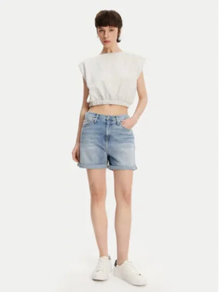 Calvin Klein Jeans Džínové šortky Mom Fit modrá