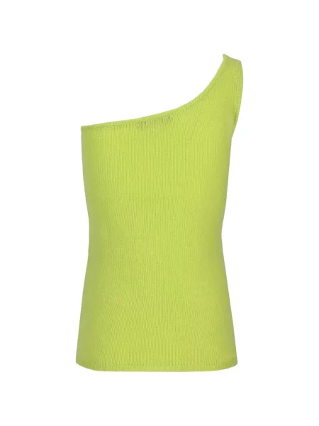 Top La Rose tricotate cu un umăr gol verde