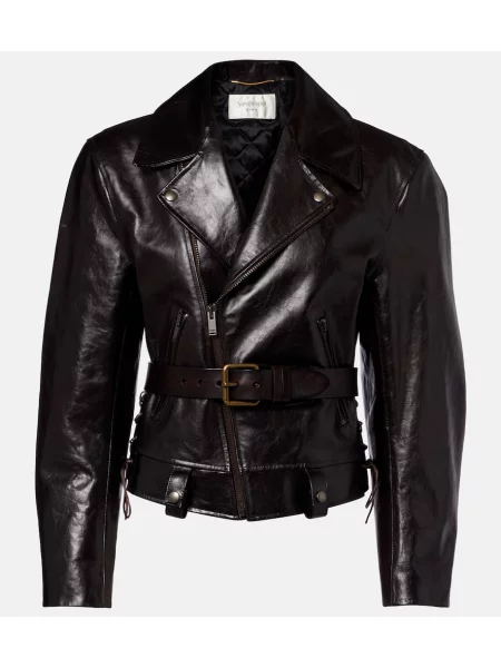 Geanta de piele Saint Laurent biker maro