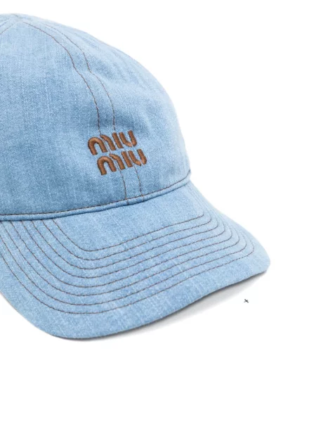 Șapcă Miu Miu cu broderie albastru