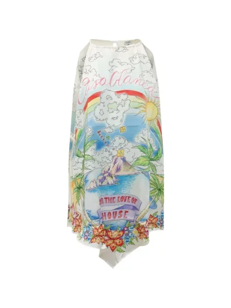Rochie Casablanca cu imagine cu gât halter alb