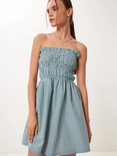 Happiness İstanbul Ljetna haljina smaragdno zelena bijela