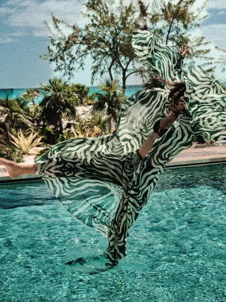 Pantaloni Johanna Ortiz cu dungi verde