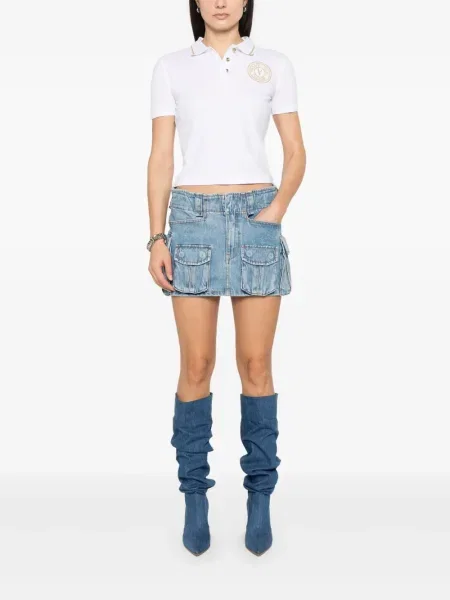Polo Versace Jeans Couture cu broderie alb
