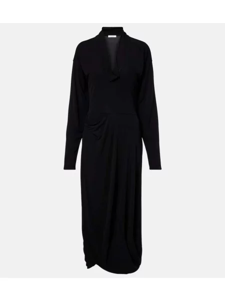 Rochie maxi Lemaire din jerseu drapată de costum negru
