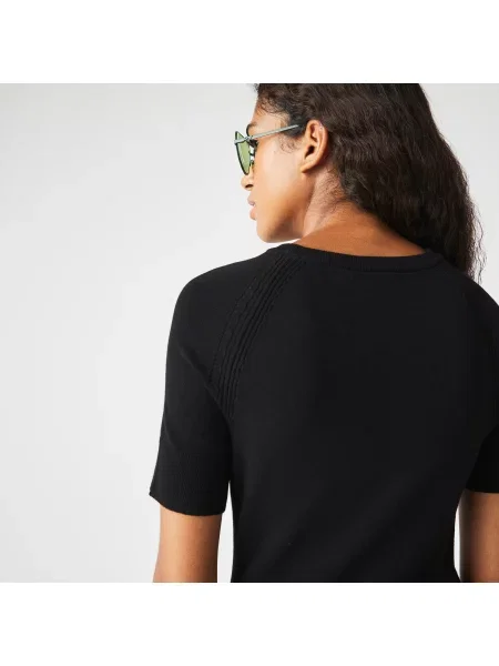 Lacoste Sukienka Z Dzianinowymi Detalami czarna