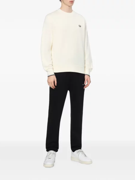 Siuvinėtas džemperis Fred Perry apvaliu kaklu balta