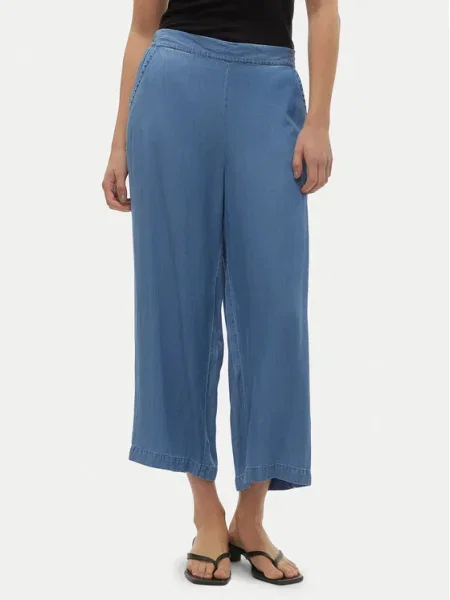 Vero Moda Culottes nohavice Bree Wide Leg modrá