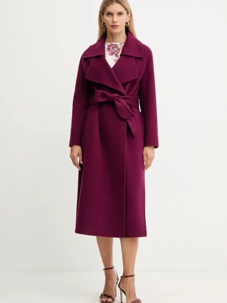 Simona Corsellini płaszcz wełniany bordowy