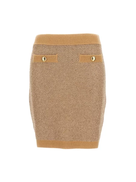 Spódnica Elisabetta Franchi z cekinami wełniana beżowa