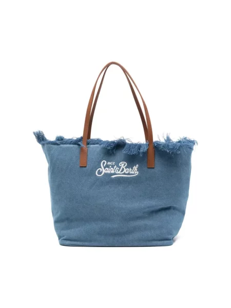 Torebka Mc2 Saint Barth z frędzli niebieska