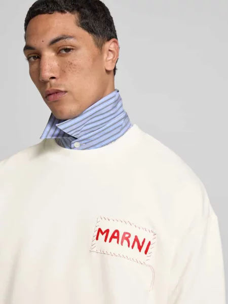 Bluza z detalem z logo Marni biała