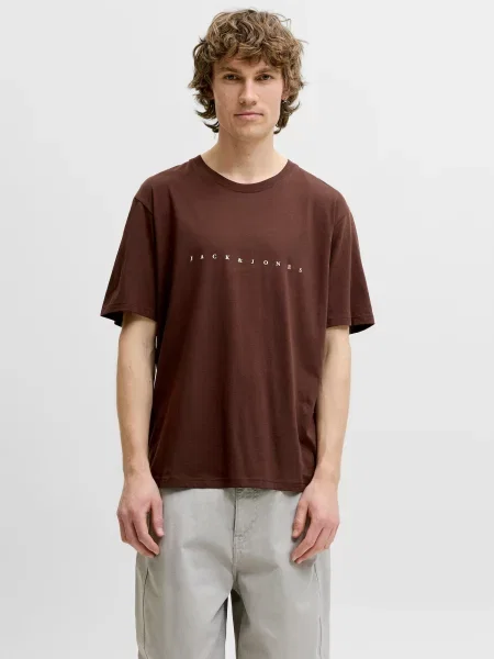 JACK & JONES Tričko JJEStar čokoládová biela