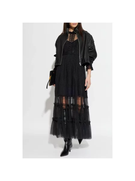 Sukienka maxi Allsaints z siateczką czarna