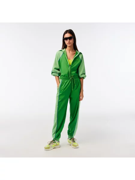 Lacoste Spodnie Dresowe Z Efektem Perforacji zielone