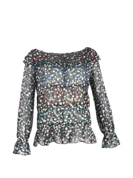 Top Rixo de mătase cu model floral cu imagine negru