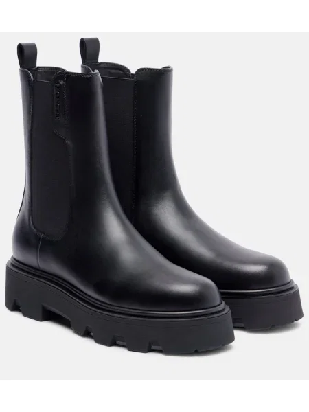 Kožne chelsea čizme Moncler crna