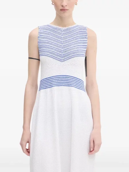 Rochie midi Benetton fără mâneci tricotate alb