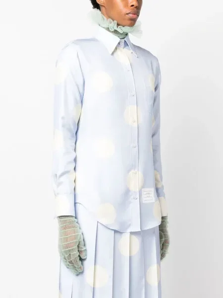 Šilkinė taškuota ilgas marškiniai Thom Browne mėlyna