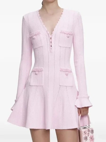 Rochie mini Self-portrait cu perle de costum roz