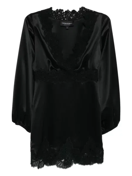 Rochie mini Cynthia Rowley din satin de costum negru