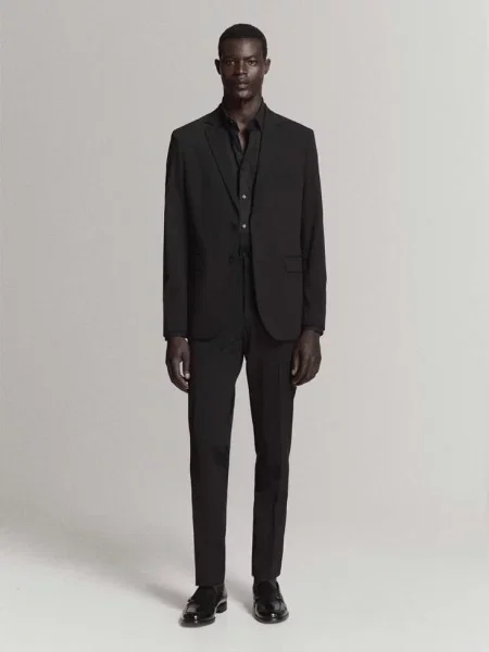 Koszula garniturowa super slim fit z bawełny ze stretchem Mężczyzna XXL MANGO MAN czarny