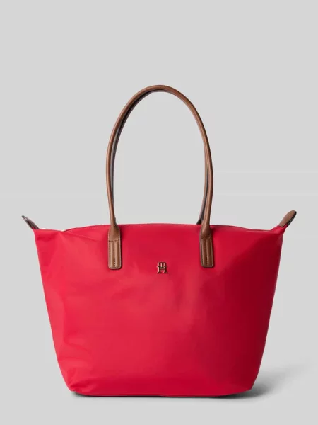 Torba shopper ze skórzanymi detalami model ‘POPETTE’ Tommy Hilfiger czerwona
