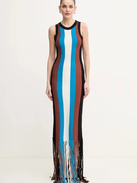 Silvian Heach rochie din amestec de in RICIAMI maxi mulata albastru