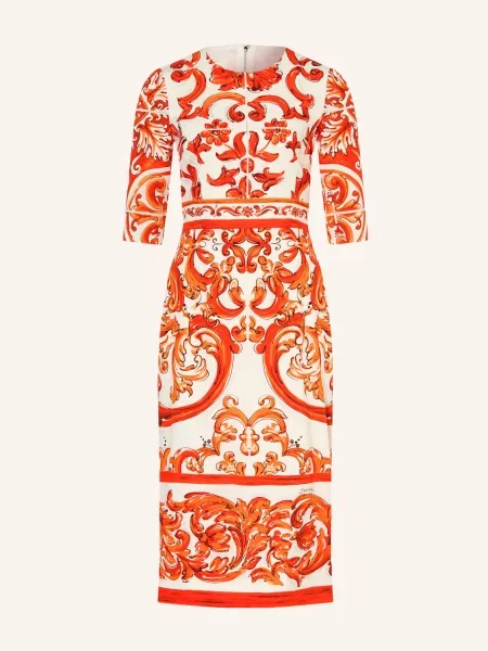 Dolce & Gabbana Šaty S Hedvábím A Rukávy / režná oranžová