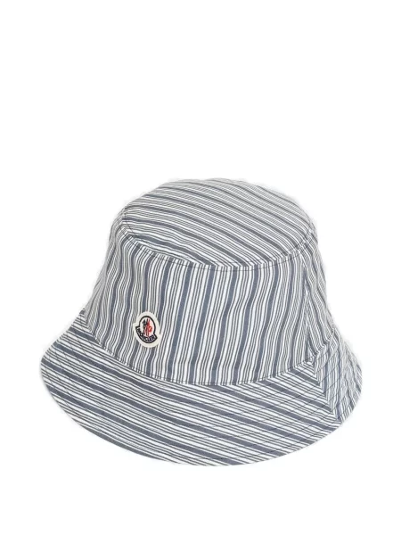 Pruhovaný klobouk bucket Moncler s autogramem modrý