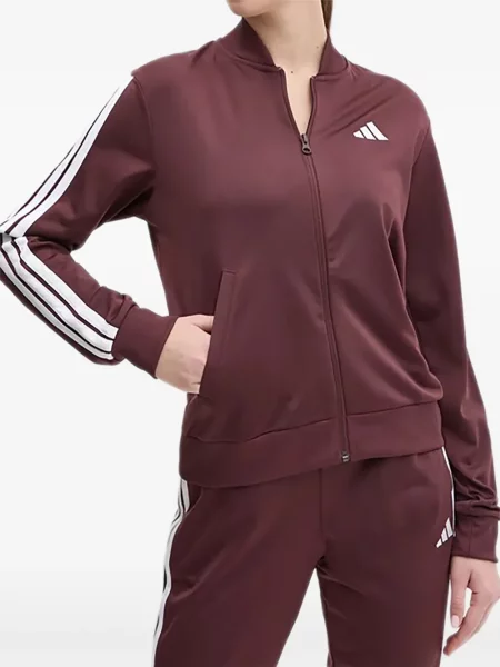 Komplet dresowy Adidas koronkowy sznurowany w paski różowy