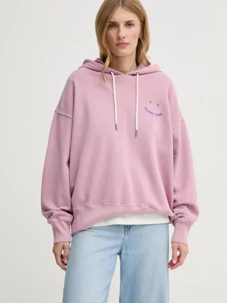 PS Paul Smith hanorac de femei cu glugă cu imprimeu violet