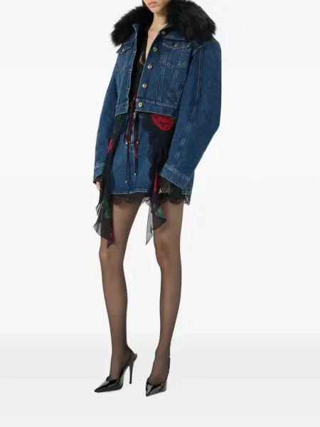 С яка дънково яке Blumarine с козина синьо