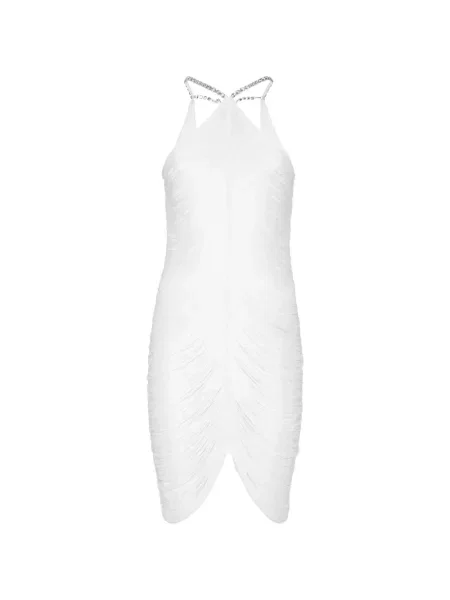 Drapiruota kostiumas mini suknelė Philipp Plein su kutais balta