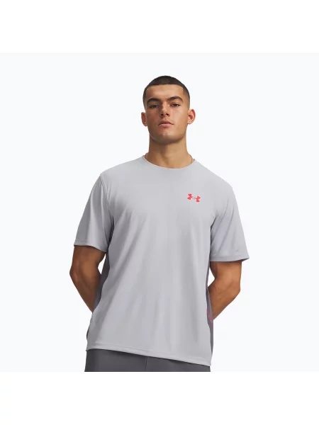 Tricou de antrenament bărbați Under Armour Tech Utility SS mod gray/racer red gri