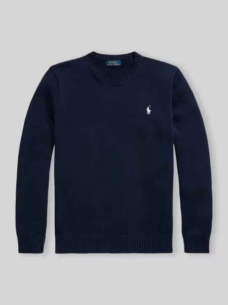 Sweter o kroju relaxed fit z czystej bawełny Polo Ralph Lauren granatowy