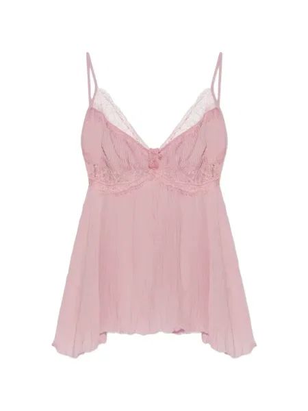 Top Blumarine cu decolteu în V din dantelă roz